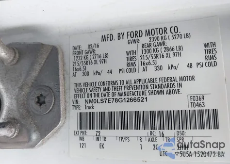 2016 Ford Transit Connect Xl z USA, uszkodzony, nr VIN NM0LS7E78G1266521